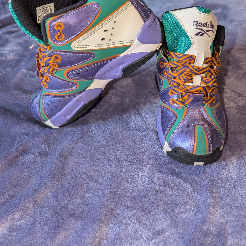 Kids Reebok Kamakaze Purple and Teal Sneakers